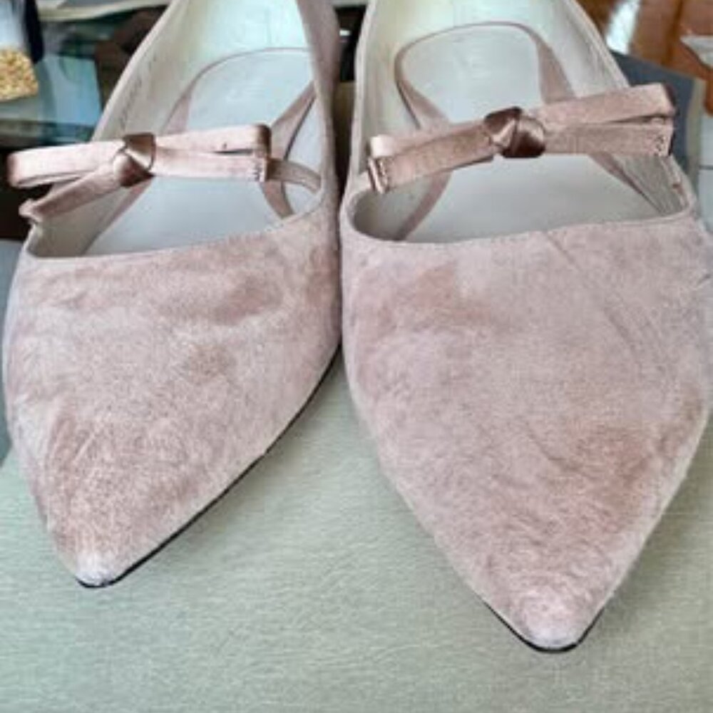 New Armani Collezioni light pink/nude suede ballet sling pumps size 39 (US 9)